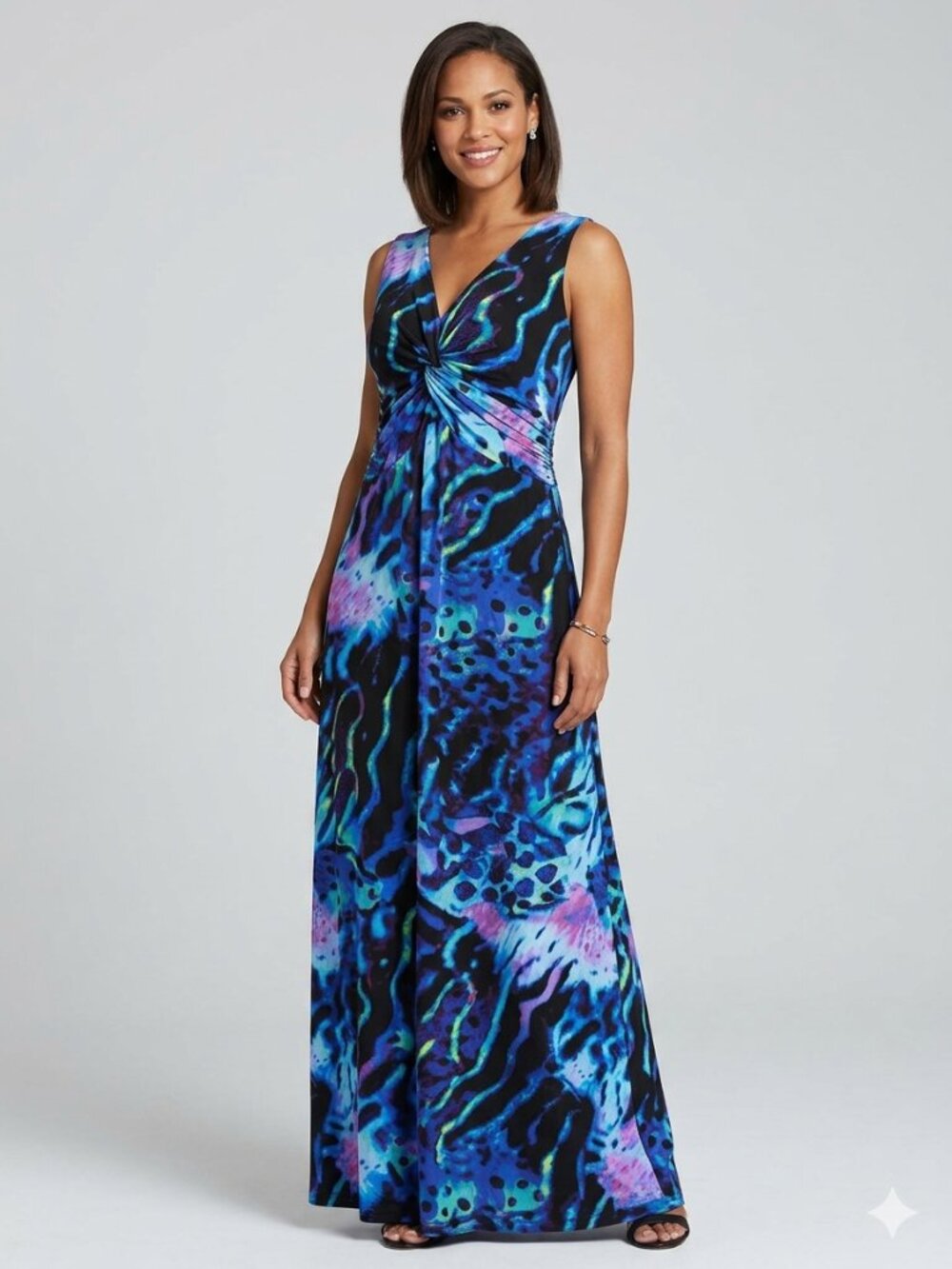1X Fashion Bug Blue Abstract Maxi Dress